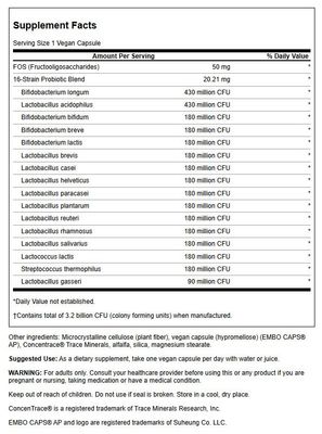 Swanson Dr. Stephen Langer's Formula - Natural Probiotic wPrebiotic FOS - 16-Strain Supplement Promoting Digestive Support w 3.2 Billion CFU per Capsule - (60 Veggie Capsules) (2 Pack)