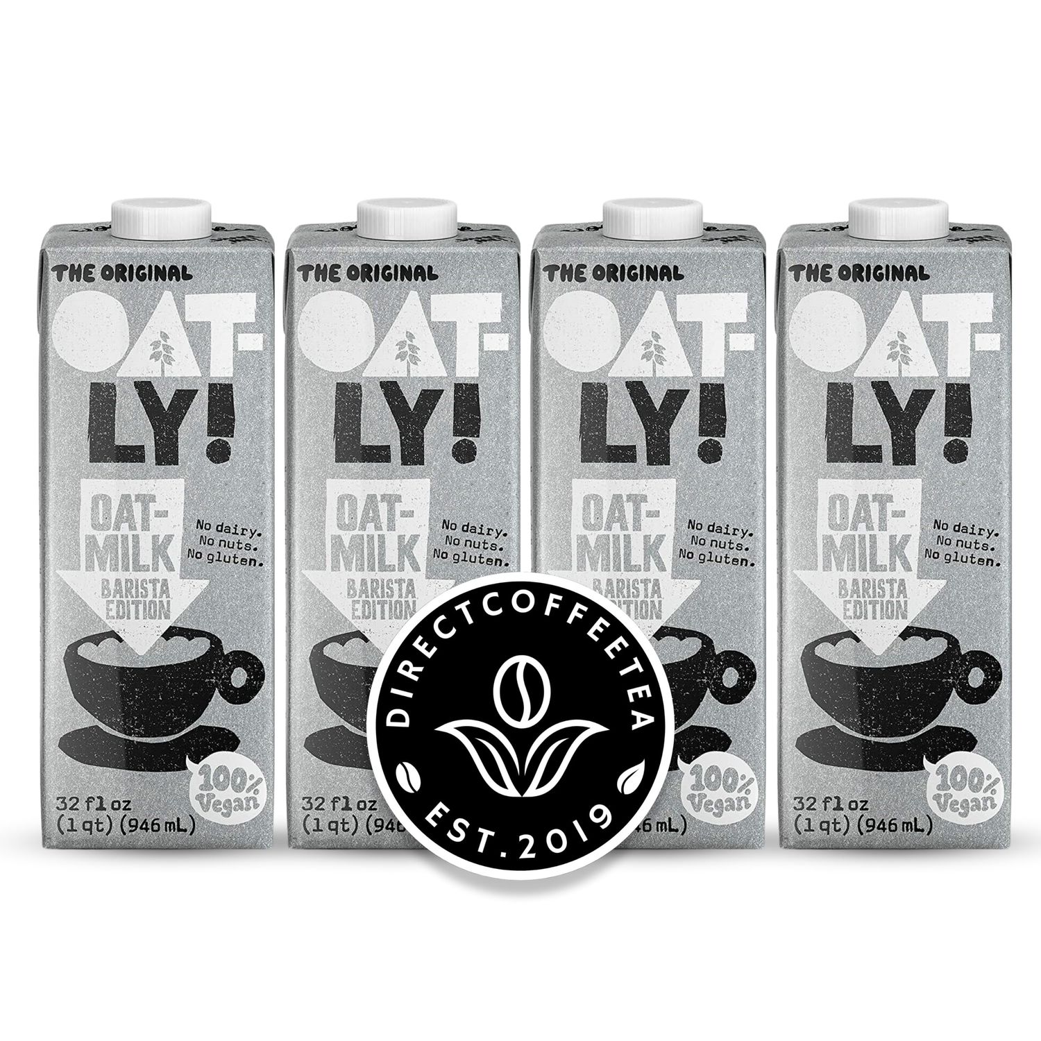 Direct Coffee Tea Est 2019 Oat Milk Value Bundle - Barista Edition, 4-Pack Non-Dairy Creamer for Coffee, Vegan, Dairy-Free Gluten-Free, Includes Brand Sticker
