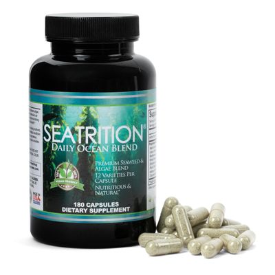 Daily Health, Seatrition Immune Thyroid Support Pure 12 Whole Seaweed Plants Vegan Friendly (2 Month Supply) Natural Multi Vitamin Sea Minerals Wholefood Nutrition Supplement 180 Veg Capsules