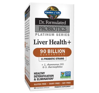 Garden of Life Dr. Formulated Probiotics Platinum Series Liver Health 90 Billion CFU Guaranteed, One a Day Probiotic for Healthy Detoxification Elimination Support, Vegan, Gluten Free, 30 Capsules