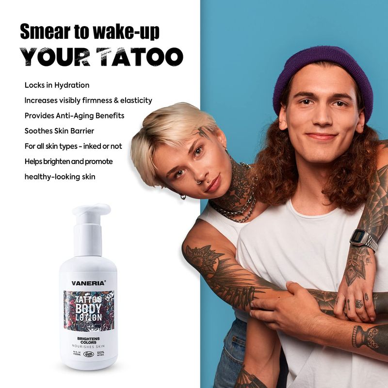 VANERIA Tattoo Lotion Aftercare,Tattoo Moisturizer Healing Keeps Your Ink Looking Fresh,Tattoo Care Prevents Ink Fading,Non-Greasy,Natural Ingredients,250 Ml 8.4 Fl. Oz