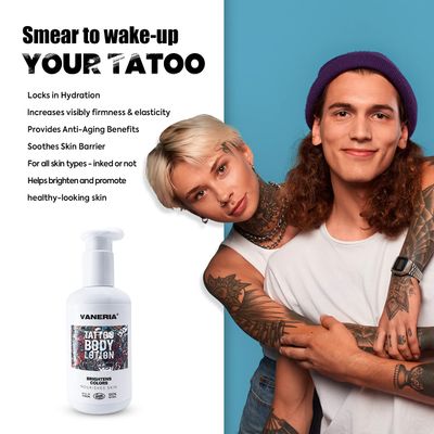 VANERIA Tattoo Lotion Aftercare,Tattoo Moisturizer Healing Keeps Your Ink Looking Fresh,Tattoo Care Prevents Ink Fading,Non-Greasy,Natural Ingredients,250 Ml 8.4 Fl. Oz