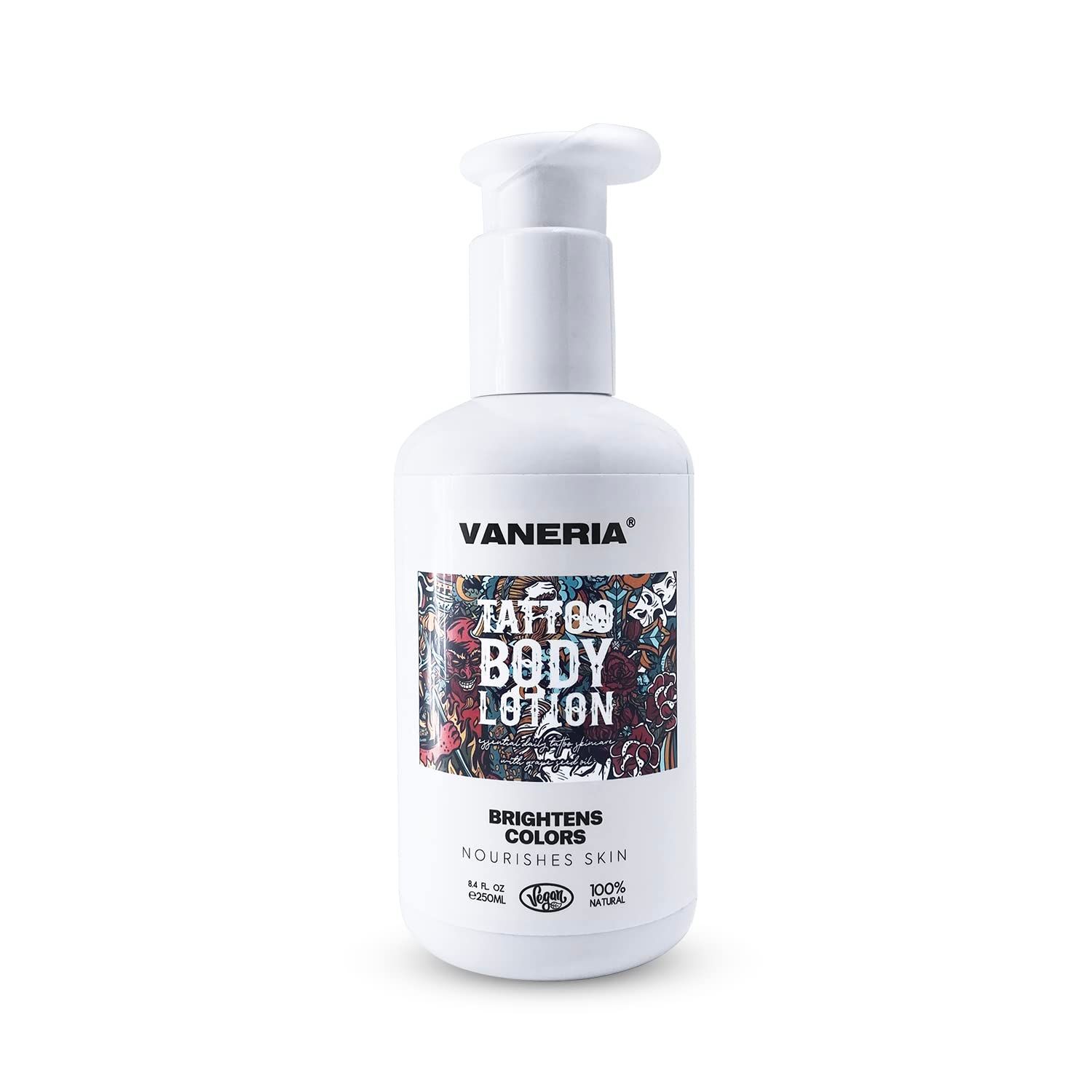 VANERIA Tattoo Lotion Aftercare,Tattoo Moisturizer Healing Keeps Your Ink Looking Fresh,Tattoo Care Prevents Ink Fading,Non-Greasy,Natural Ingredients,250 Ml 8.4 Fl. Oz