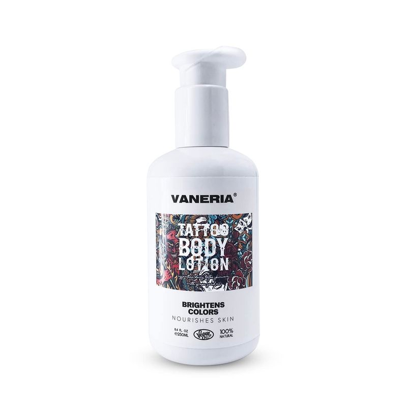 VANERIA Tattoo Lotion Aftercare,Tattoo Moisturizer Healing Keeps Your Ink Looking Fresh,Tattoo Care Prevents Ink Fading,Non-Greasy,Natural Ingredients,250 Ml 8.4 Fl. Oz