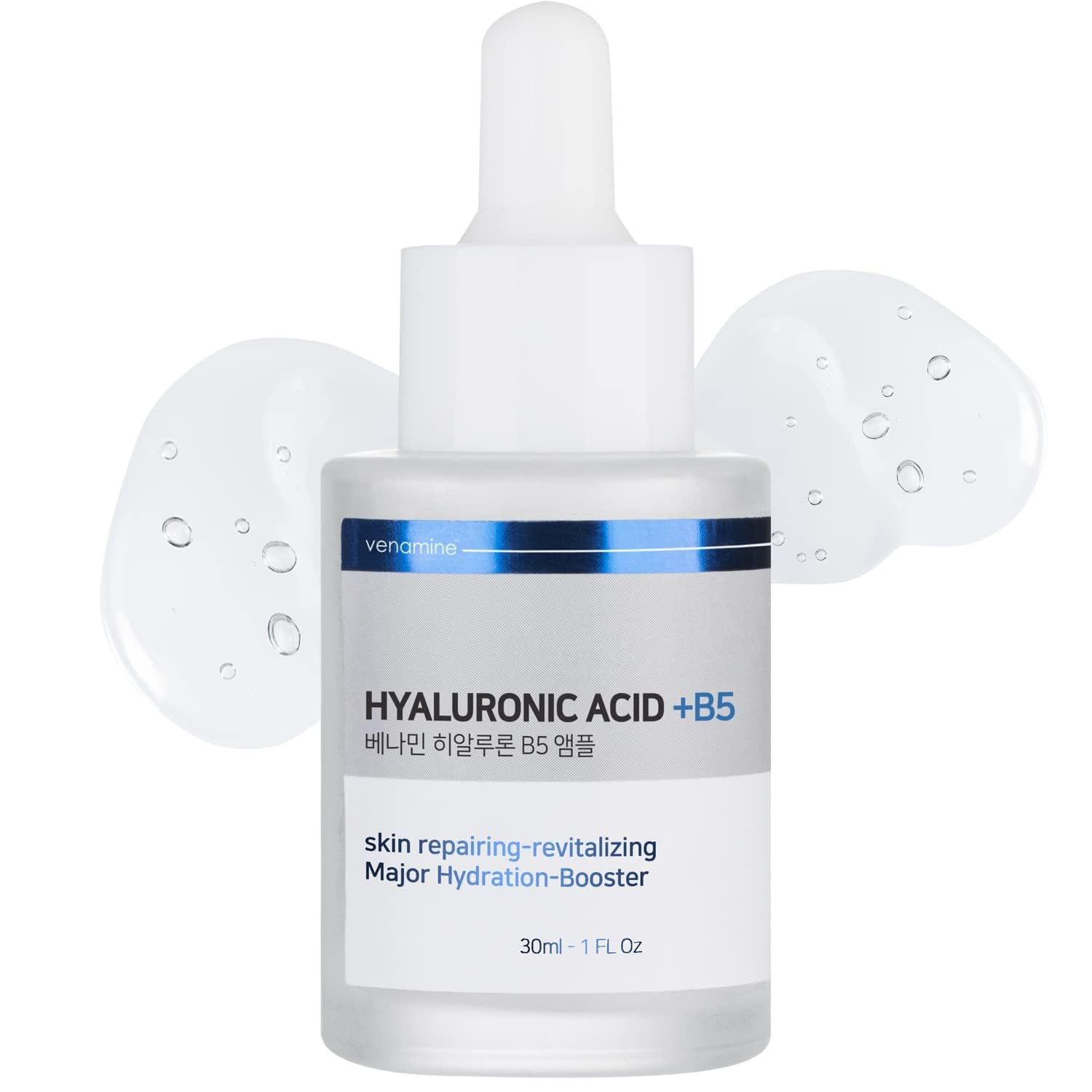 Venamine Pure Hyaluronic Acid with Vitamin B5 Serum for Face, Anti-Aging Anti Wrinkle korean skin care hyaluronic acid serum for face, skin repairing revitalizing Booster face serum 30ml 1 Oz