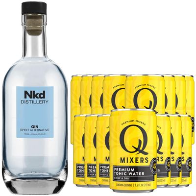 Nkd Distillery Tequila Alternative Premium Non-Alcoholic Spirit - Zero Alcohol - With Q Mixers Tonic [ 15 Pack ]