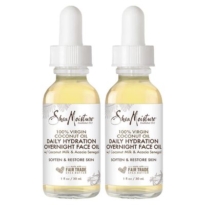 SheaMoisture Coconut Oil for Face - Daily Hydration Overnight Face Oil with Coconut Milk Acacia Senegal, Argan Oil for Skin, Organic Shea Butter, Hydrating Face Oil, Vitamin E, 1 Oz (Pack of 2)