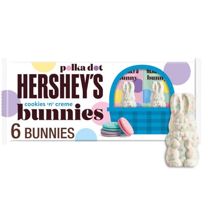 HERSHEY&#39;S Cookies &#39;n&#39; Creme Polka Dot Bunnies, Easter Candy Packs, 1.2 oz (6 Count)