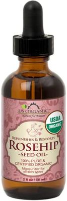 US Organic Rosehip Seed Oil, USDA Certified Organic, Cold Pressed, Virgin Organic, Amber Glass Bottle and Glass Eyedropper for Easy Application - 2 oz (56 ml)