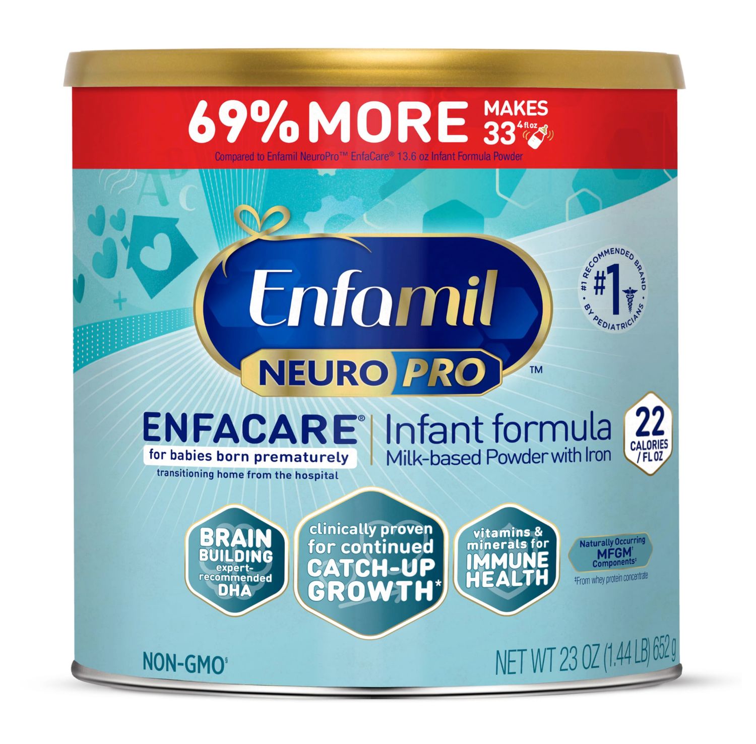 Enfamil NeuroPro EnfaCare High Calorie Premature Baby Formula, Milk-Based with Iron, Brain-Building DHA, Vitamins Minerals for Immune Support, easy-to-digest proteins, Baby Milk, 23 Oz Can