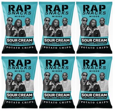 Rap Snacks Potato Chips 1 oz (Pack of 6, Sour Cream w a Dab of Ranch)