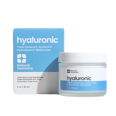 Natual Outcome - Hyaluronic Acid Moisturizer Face Cream for Skin, Daily Day Night Hydrating Lotion Triple Hyaluronic Acid PCA - Vegan, Cruelty Free, Fragrance Free 2 OZ