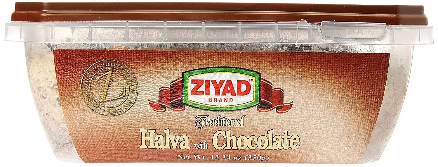 Ziyad Traditional Mediterranean Sesame Fudge Halva with Chocolate, Additives No Preservatives, 12.34oz