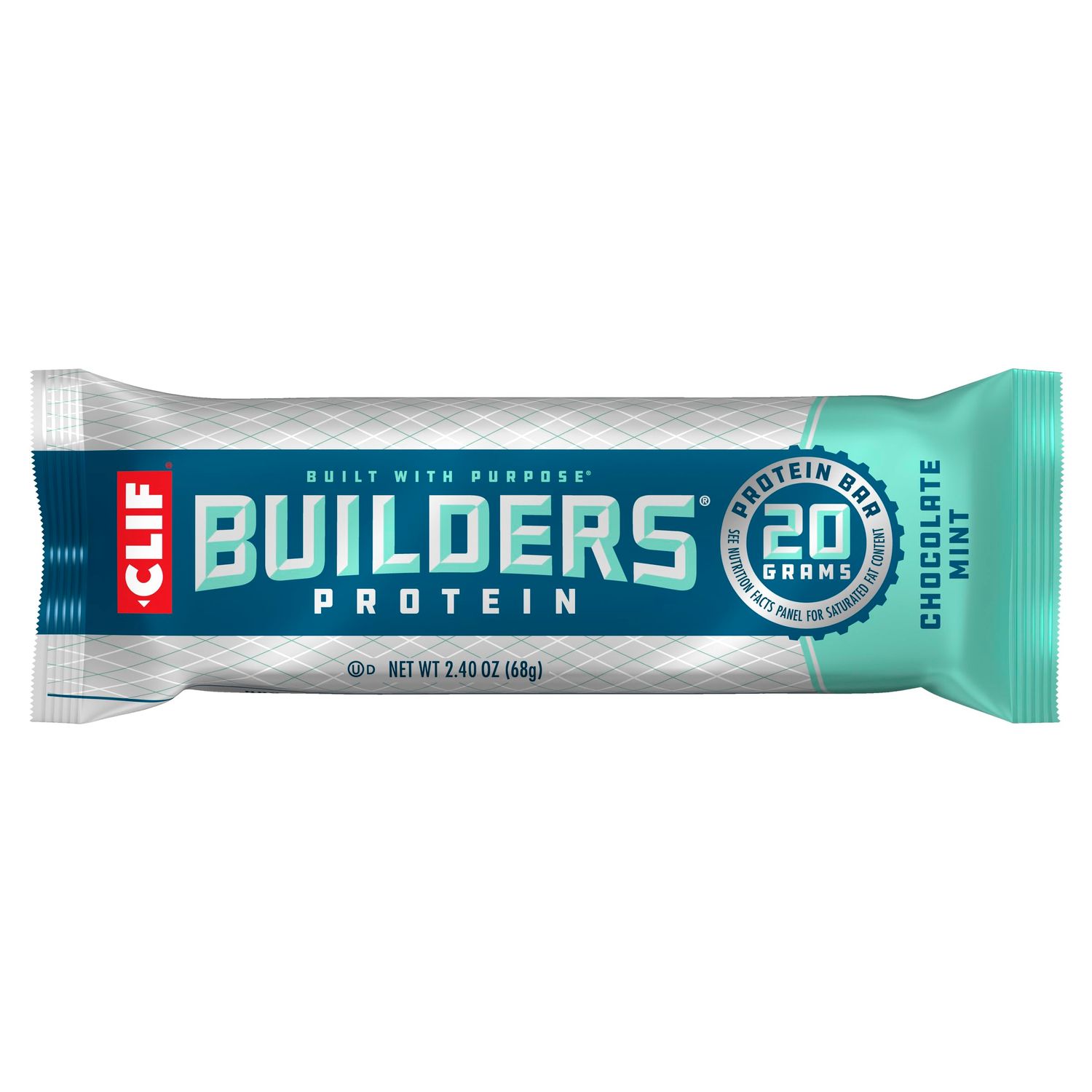 CLIF Builders - Chocolate Mint Flavor - Plant Based Protein Bar - Gluten Free - Non-GMO - Low Glycemic - 20g Protein - 2.4 oz.