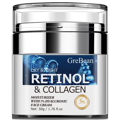 GreBean Retinol Collagen Moisturizer Face Cream Daily Anti-Aging Skin Care with Hyaluronic Acid to Fight Fine Lines, Wrinkles, Dark Spots 1.76Fl Oz