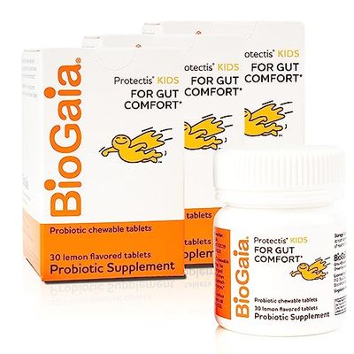 BioGaia Kids Probiotic Chewables Promote Regularity Ease Occasional Tummy Troubles Ages 3 Allergen, Dairy, Soy Gluten Free Backed by 30 Years of Probiotic Research 90 Day Supply