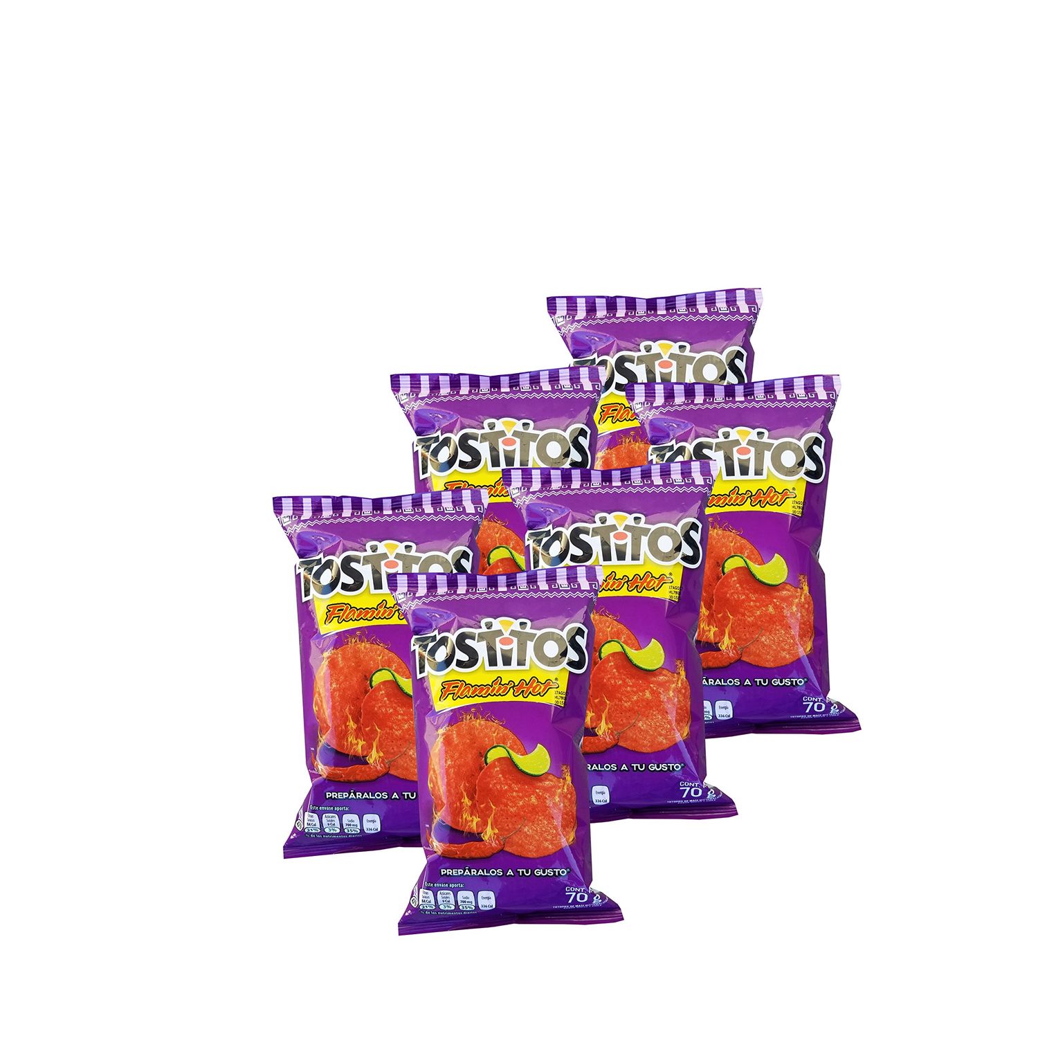 Tostitos Flaming Hot 6 Pack (70g2.46 oz each bag) Original Sabritas Mexican Edition Version Tostilocos Chili Corn Tortilla Chips Snacks