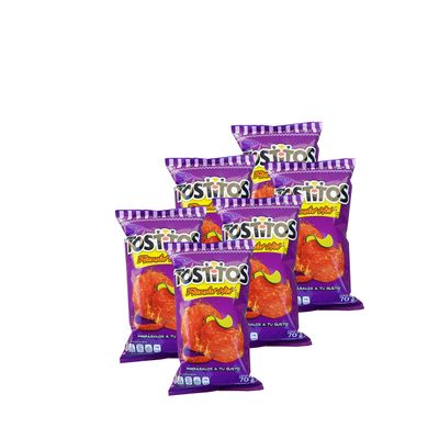 Tostitos Flaming Hot 6 Pack (70g2.46 oz each bag) Original Sabritas Mexican Edition Version Tostilocos Chili Corn Tortilla Chips Snacks