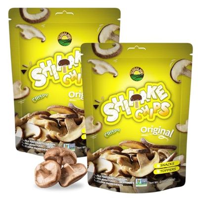 Terraland Shiitake Chips - Original, Crispy Crunch Mushroom Ready to Eat Snack, Non GMO, Rich Umami Flavor, Topping for Salads and Soups Snack 2.12oz Bag - Pack of 2