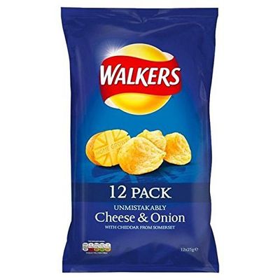 Walkers Cheese Onion Crisps - 25g x 12 Per Pack