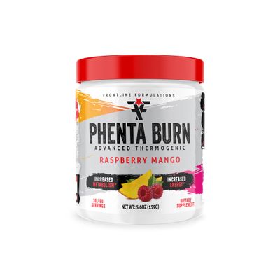 FRONTLINE FORMULATIONS Phenta Burn, Increased Energy and Endurance, Amazing Flavors, Veteren Owned and Operated (60 Servings, Raspberry Mango)