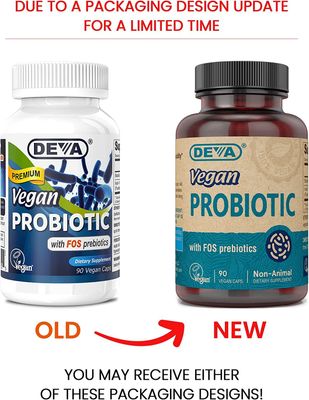 DEVA Vegan Probiotic with FOS Prebiotics Supplement - 2 Billion CFU with 100 MG of Prebiotics Per Serving for Men Women - Non-Dairy Gluten Free - Naturally Shelf Stable - 90 Capsules (Pack of 2)