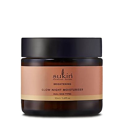 Sukin Brightening Glow Night Moisturiser with Kakadu Plum Vitamin E, 1.69 Ounce