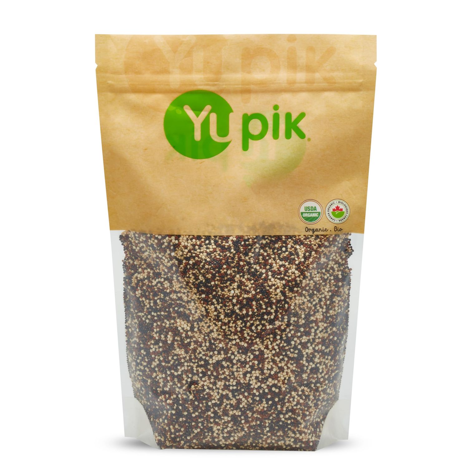 Yupik Organic Tri-Color Quinoa, 2.2 lb (35.2 oz), Non-GMO, Gluten-Free, Kosher, Raw Seeds, White, Red Black Quinoa, Unsalted, Oil-Free, Source of Fiber Iron, Ideal Rice Pasta Replacement