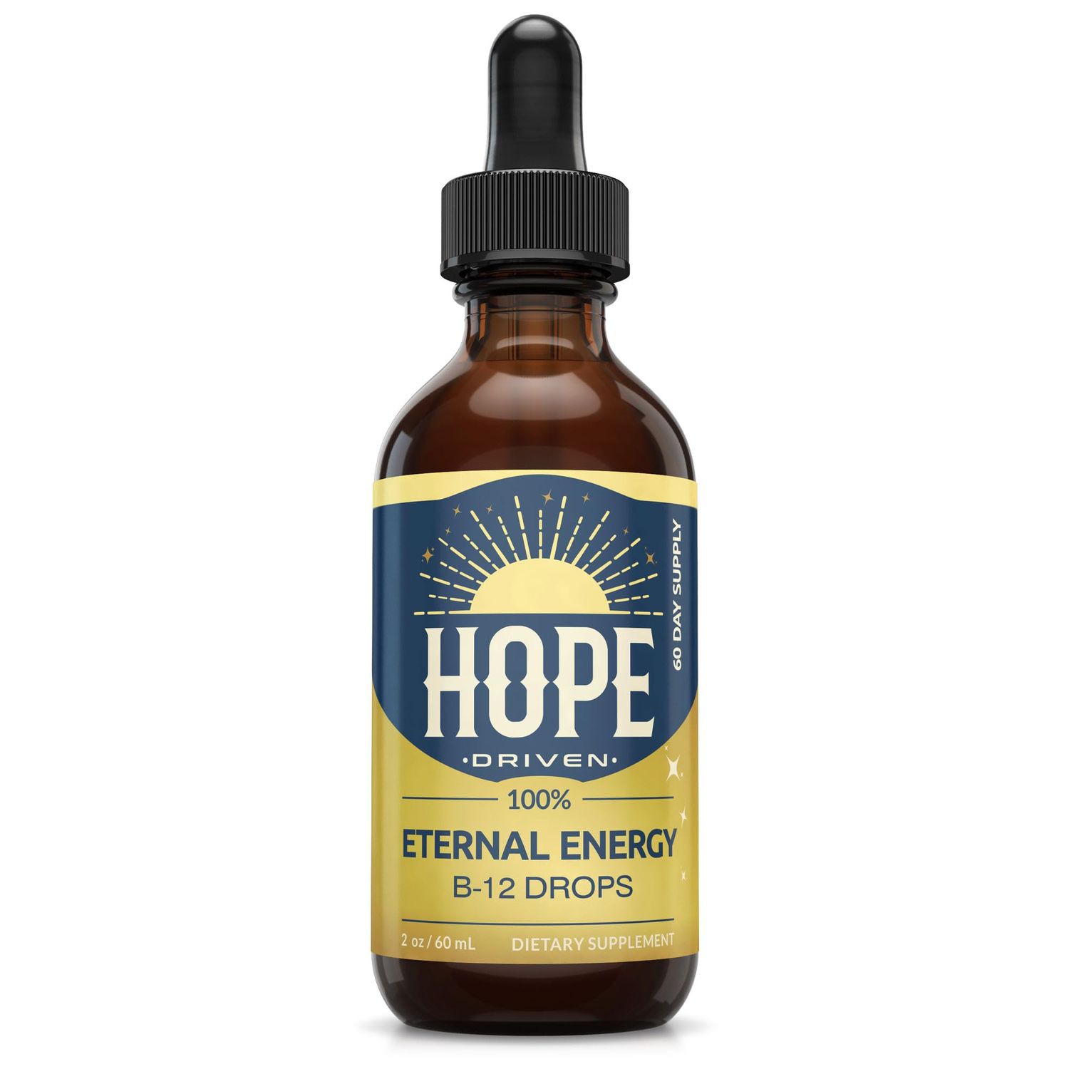 Hope Driven Eternal Energy Liquid Vitamin B12 Complex 1250mcg Fast Absorption Drops. B12 Support for Energy, Nerves Immune Health, B Complex Vitamins for Women Men - 2oz, 60 Servings, Vegan