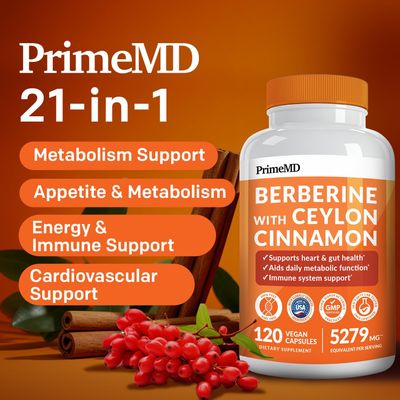 21-in-1 Berberine Supplement with Ceylon Cinnamon - Berberine 1500mg with Chromium, Bitter Melon and Green Tea Extract - Dihydroberberine Supplement for Energy Metabolism Support, 5279 mg, 120 count