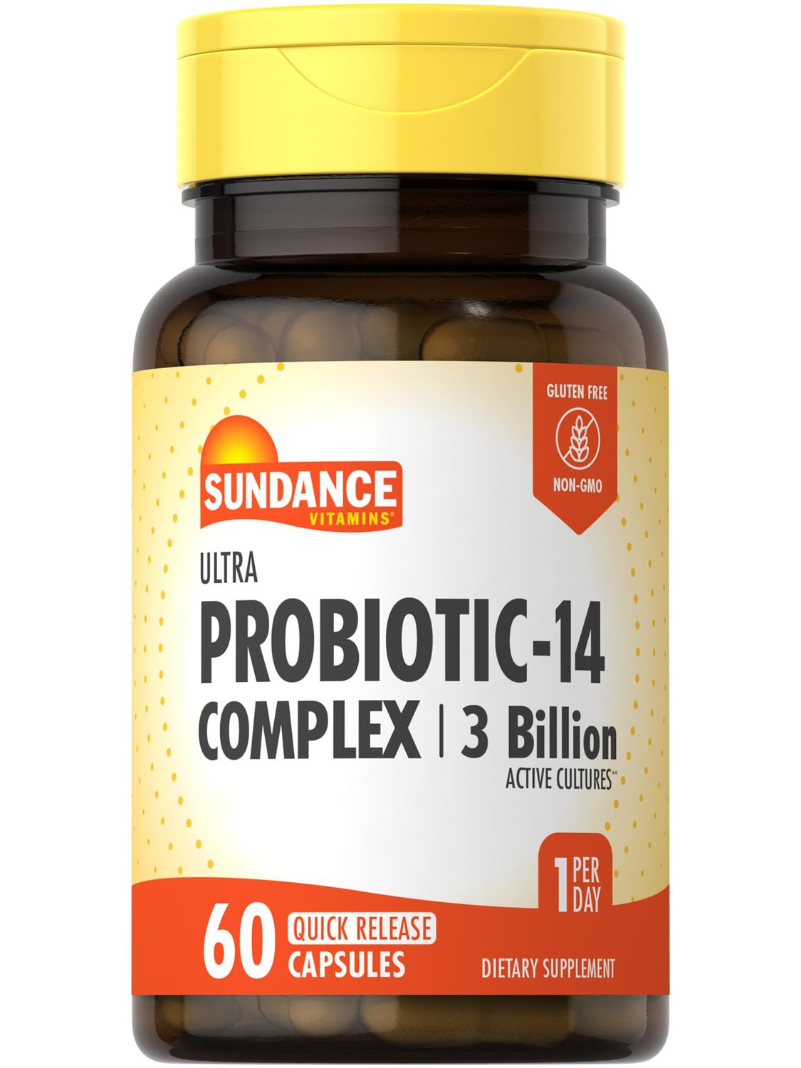 Sundance Probiotic-14 Complex 3 Billion Active Cultures 60 Capsules Non-GMO and Gluten Free Supplement