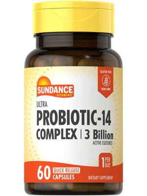 Sundance Probiotic-14 Complex 3 Billion Active Cultures 60 Capsules Non-GMO and Gluten Free Supplement