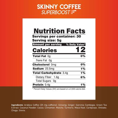Skinny Coffee Super Boost Weight Loss Coffee, Fat Burners for Men Women, Sugar-Free, Keto, Vegan, Reduces Bloating, Supports Energy Metabolism, Appetite Suppressant for Weight Loss (30 Packs)