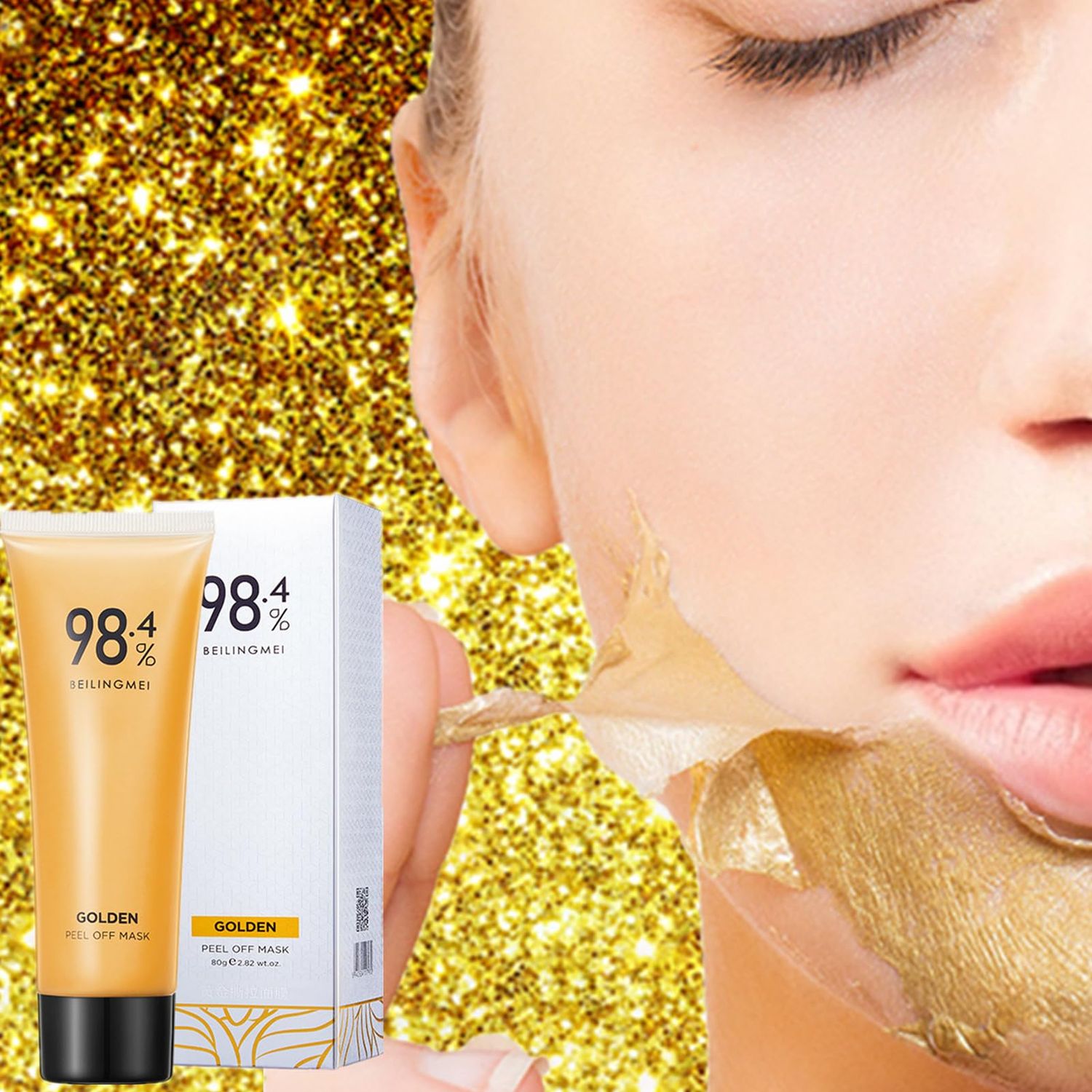 boticle 2PCS Gold Peel Off Mask, 2024 New Upgraded Gold Foil Peel-Off Mask, Gold Exfoliating Mask, Remove Blackhead Mask, Anti-Aging Reduces Fine Lines