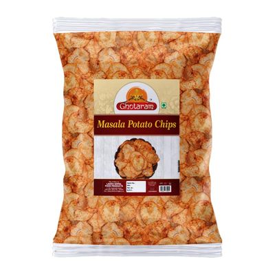 Ghotaram Potato Chips India&#39;s Masala Magic Flavour, Crunchy PATTA Chips Snacks, Party Pack, Masala Patta Wafer, Ready to eat Namkeen Aloo Patta Chips Healthy And Fresh Snack-250 1Pack