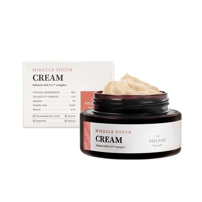 VILLAGE11FACTORY Miracle Youth Cream Retinol 0.1 for beginners Squalane Firm Skin Youthful Skin Korean Face Moisturizer (1.69 fl oz50ml)