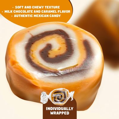 CHOCOLATE ROLLS Caramel Candy 3 lb - Soft Chewy, Individually Wrapped, in Resealable Bag, Retro Candies