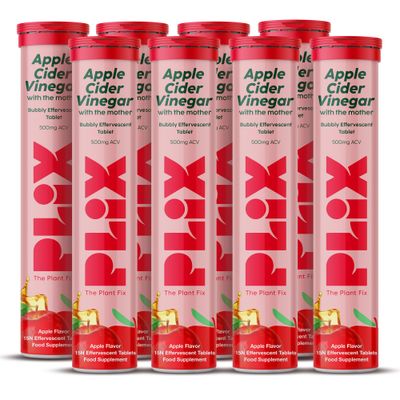 PLIX THE PLANT FIX Apple Cider Vinegar Effervescent Tablets with The Mother, 700mg ACV with VIT B12, B6, Pack of 12 Vegan, No Added Sugar, Non-GMO Gluten-Free