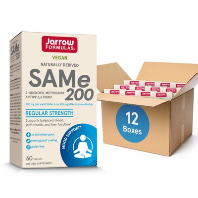 Jarrow Formulas Same 200 mg, Supports Joint Health, Liver Function, Brain Metabolism, 60 Tablets, Up to A 60 Day Supply (Pack of 12)