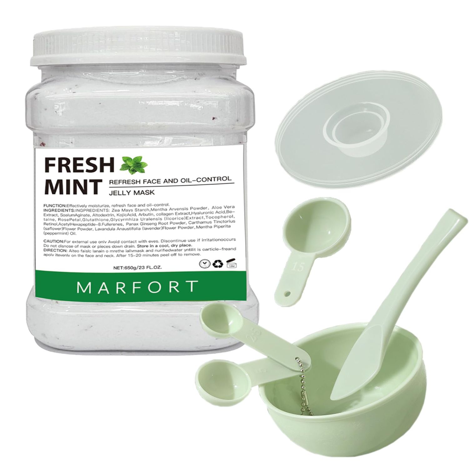Marfort Jelly Mask for Facials Peel-Off Powder Hydrojelly Mask Peel Off Face Masks SkinCare Combination with Professional Skincare Spa Moisturizing Hydrating 23 Fl Oz (Fresh Mint)