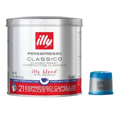illy Coffee iperEspresso Capsules - Single-Serve Coffee Capsules Pods - Single Origin Coffee Pods - Classico Lungo Medium Roast with Notes of Caramel - For iperEspresso Capsule Machines - 21 Count