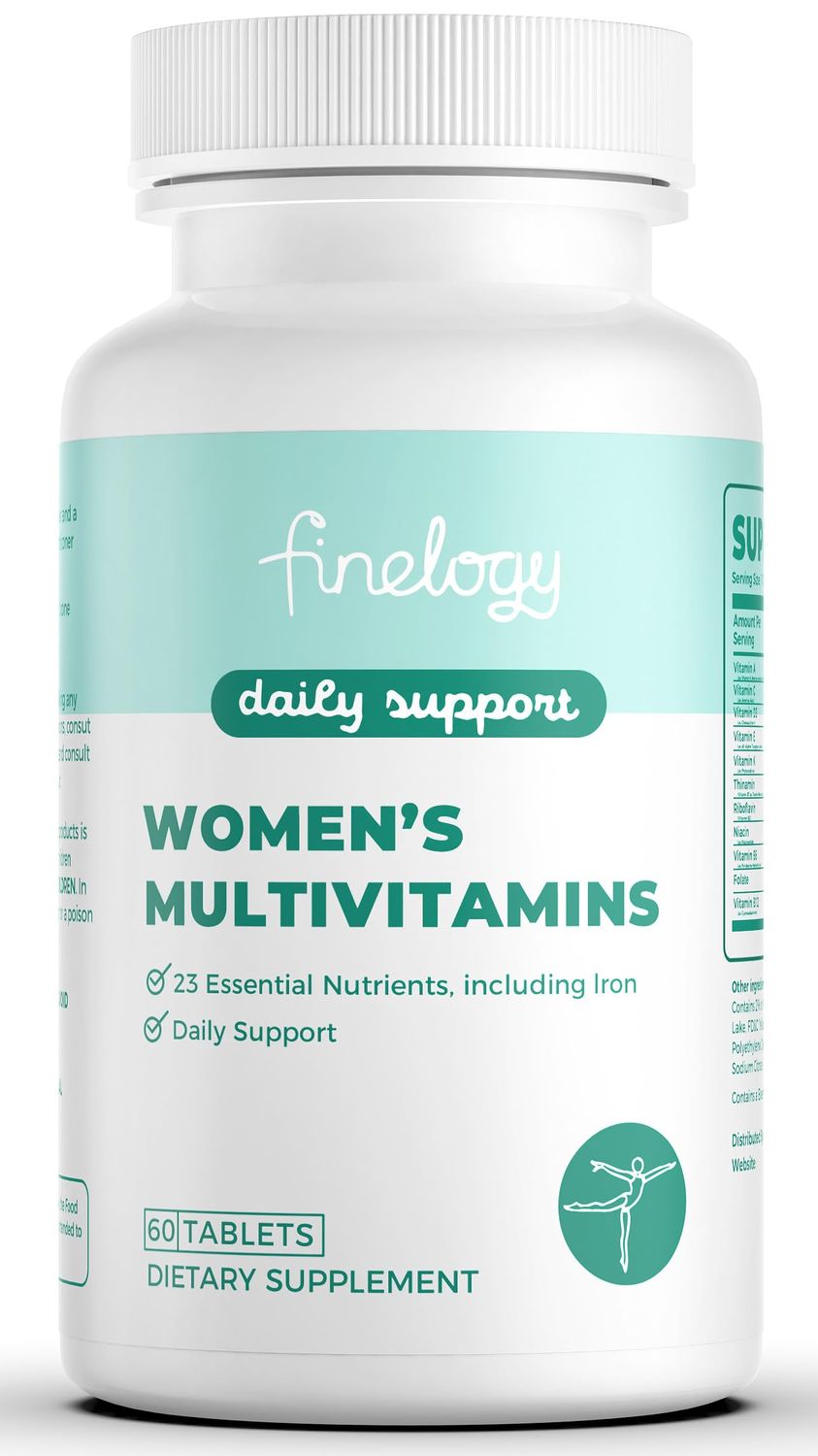 finelogy Womens Multivitamin - Essential Nutrients with Iron, Vitamins A, C, D3, K, B6 and B12 Supplements for Women s Health, Energy Hair Skin Nails - Daily Multivitamin for Women- 60 Count