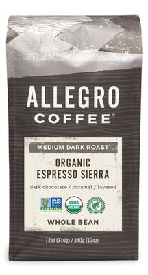 Allegro Coffee Organic Espresso Sierra Whole Bean Coffee, 12 oz