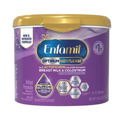 Enfamil Optimum Gentlease Baby Formula, Our Closest Formula to Breast Milk For Fussiness, Crying, Gas Spit-up, Immune-Supporting Lactoferrin also found in Breast Milk, 19.5 Oz
