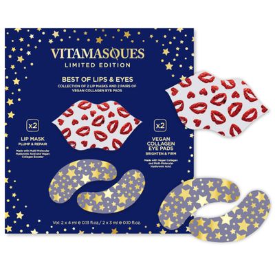 Lip Mask and Collagen Eye Pad Gift Set, Best of Lips Eyes - 4 Piece Set, Plump Repair Lip Masks, Brighten Firm Vegan Collagen Eye Pads - Anti Aging Beauty Facial Masks - Korean Skin Care