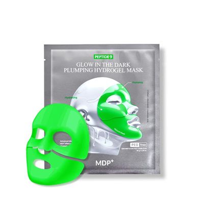 MDP PEPTIDE 9 Glow In the Dark Plumping Hydrogel Mask, Hydrating, 1.26 oz36 g 5ea, Collagen for elasticity, Pore Minimizing, Plumping Wrinkles