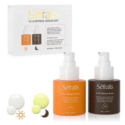 Sefralls Face Serum Duo - Retinol Serum for Face Vitamin C Serum - Anti Aging Skin Care Set for Women - Skin Care for Bright, Anti Wrinkle, Smooth, Firm Skin - 1 fl oz, 2 Bottles