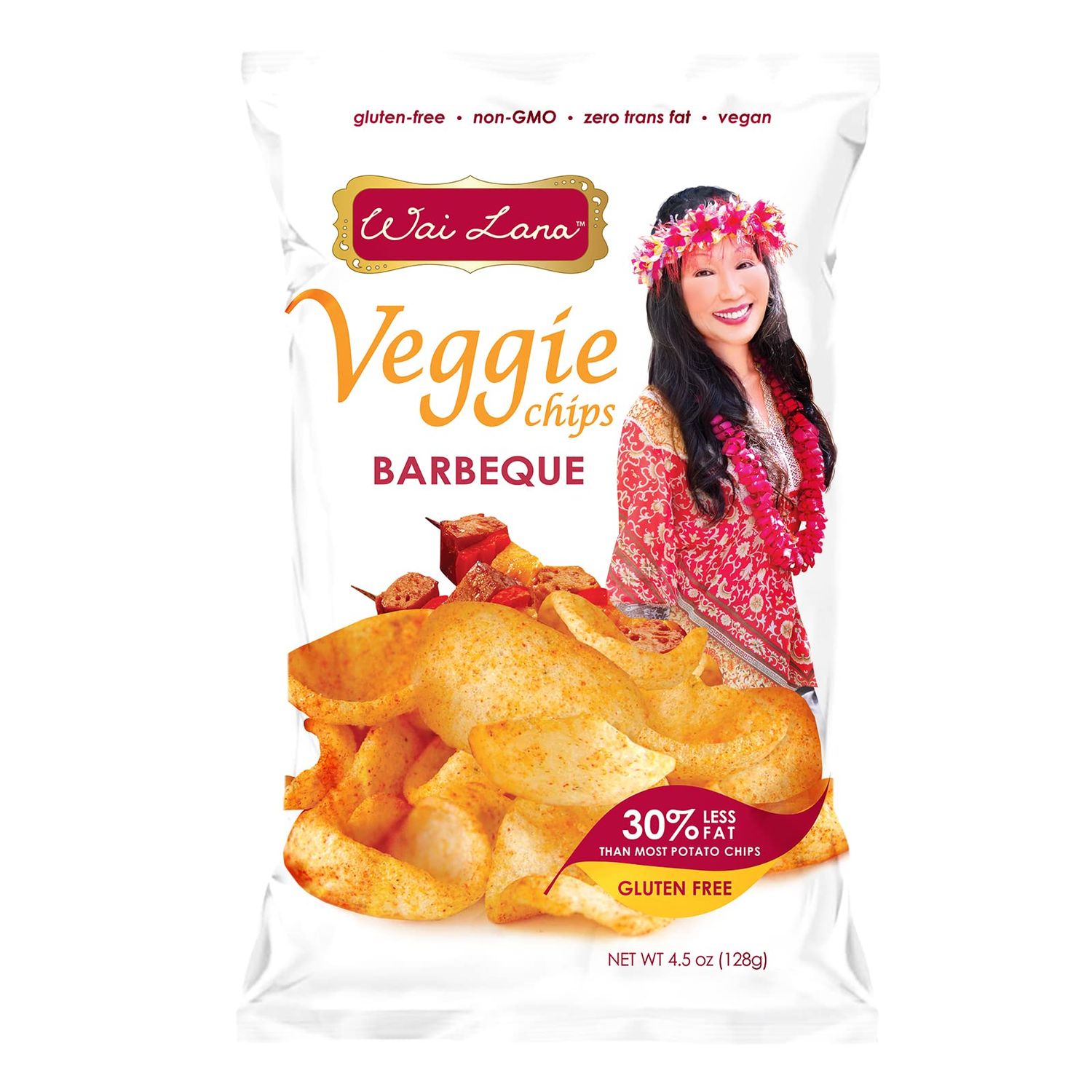 Wai Lana Veggie Chips - Gluten Free, Non-GMO, Vegan, Zero Trans Fats (Barbeque, 4.5 Ounce (Pack of 6))