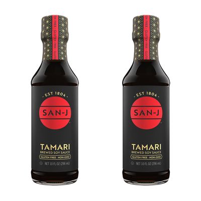 San-J - Gluten Free Tamari Soy Sauce - Specially Brewed - Made with 100 Soy - 10 oz. Bottles - 2 Pack