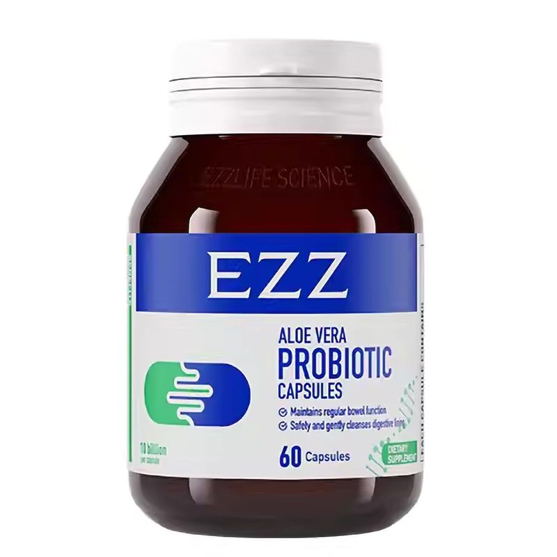 EZZ Aloe Vera Probiotic Contains Australian Aloe Vera, Cassia and Digestive enzymes, add Four probiotics. Improves Gut Health and Digestion, no More Constipation 60 Capsules